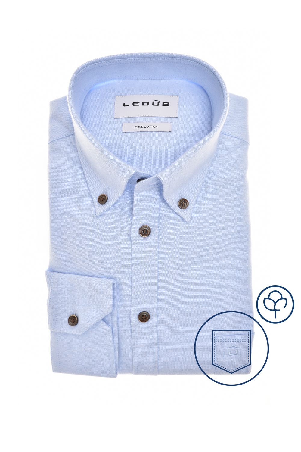 Ledub Shirts Plain:Overhemd Blauw 0143128