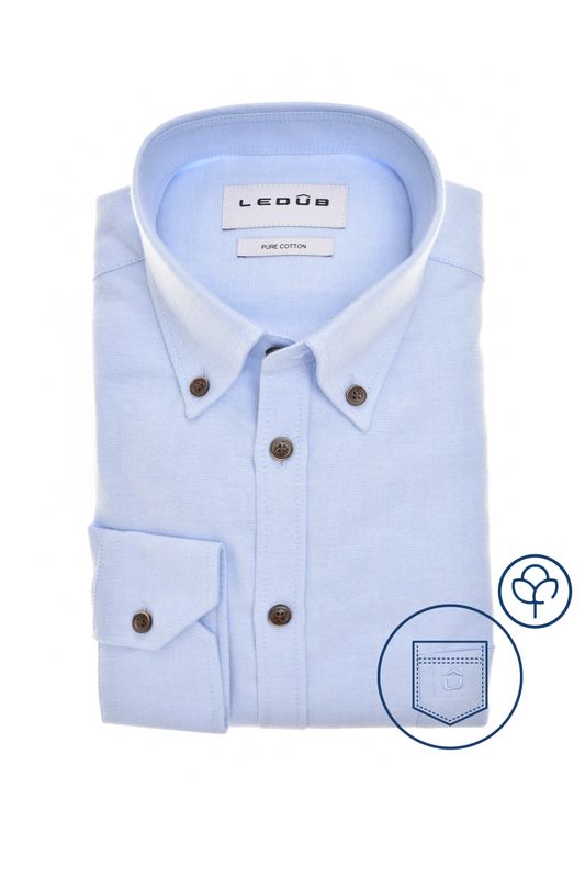 Ledub Shirts Plain:Overhemd Blauw 0143128