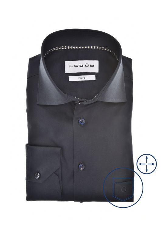 Ledub Shirts Plain:Overhemd Donkerblauw 190 Donkerblauw 19 0143111