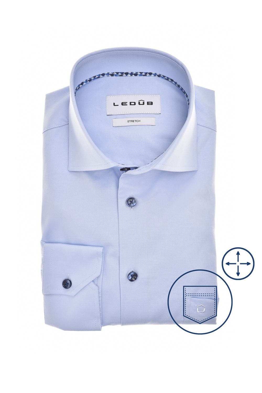 Ledub Shirts Plain:Overhemd Licht blauw 130 Middenblauw 16 0143111