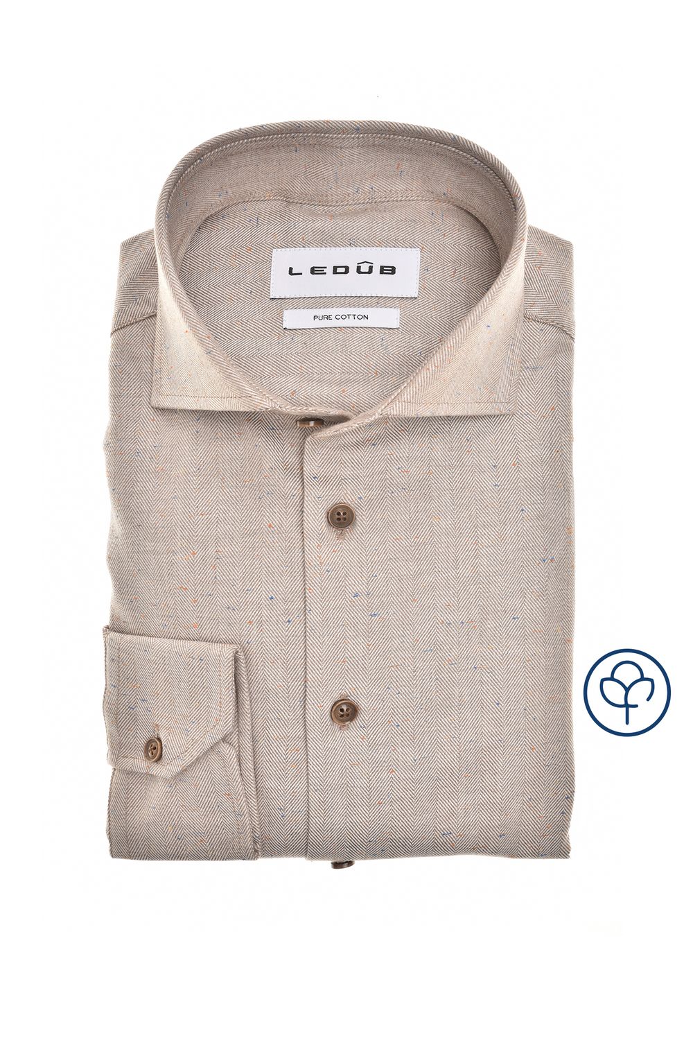 Ledub Shirts Plain:Overhemd Bruin 0143195