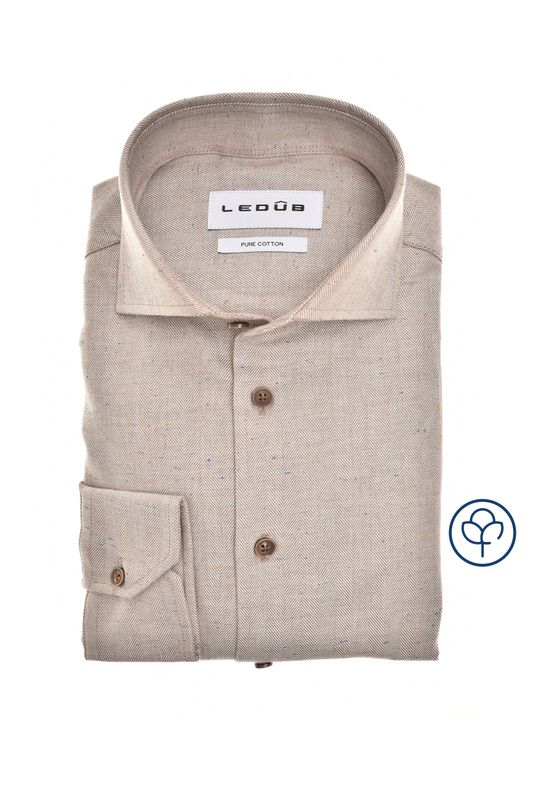 Ledub Shirts Plain:Overhemd Bruin 0143195