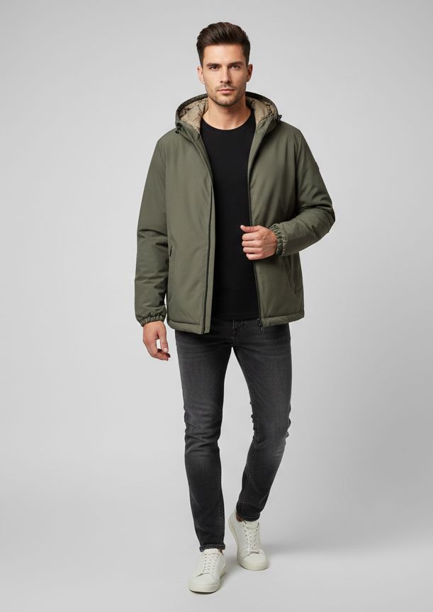 Front state-of-art-heren-jas-omkeerbaar-mosgroen-olijfgroen