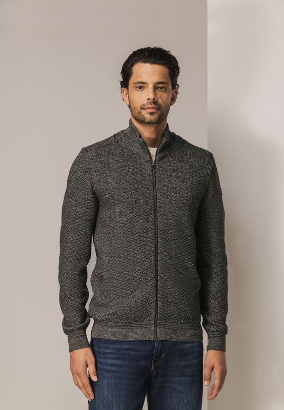 State of Art Cardigan Plain - Zip donkerantraciet:middengrijs 16125062