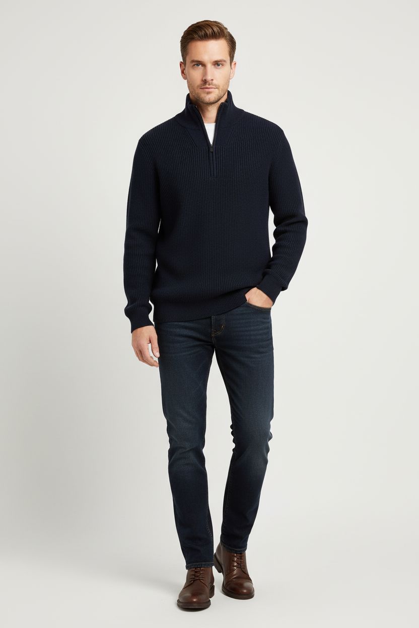 Bugatti HERREN PULLOVER 1/1 ARM Blauw 85566D 7500