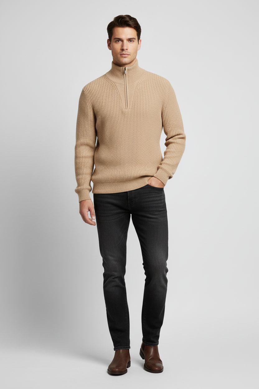 Bugatti HERREN PULLOVER 1/1 ARM Beige 85566D 7500