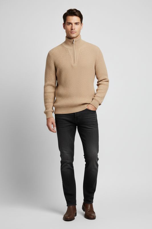 Bugatti HERREN PULLOVER 1/1 ARM Beige 85566D 7500