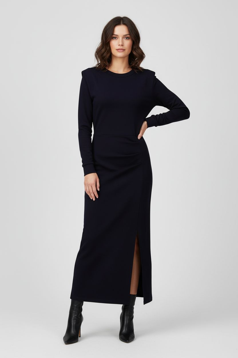 k-design-maxi-jurk-split-navy-blazer-b634 model