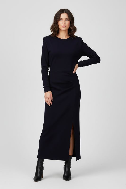 k-design-maxi-jurk-split-navy-blazer-b634 model