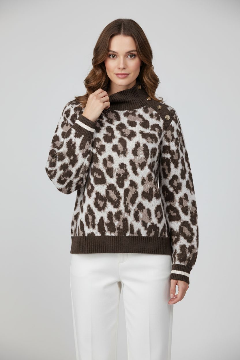 k-design-dames-pull-luipaardprint-bruin-b817 op model