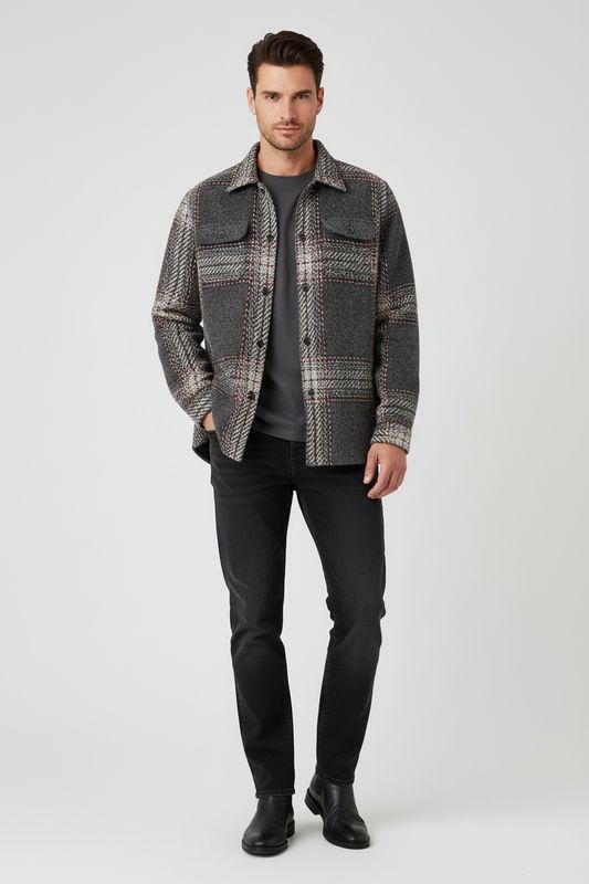 State of Art Overshirt Long Sleev middengrijs:donkerrood 22525217