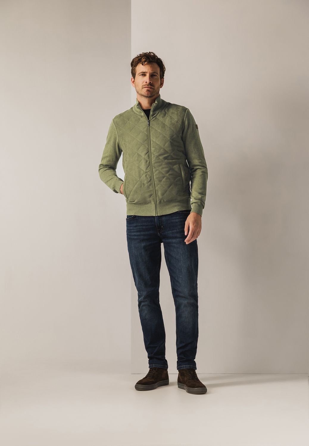 State of Art Cardigan Plain - Zip olijfgroen:uni 16125105