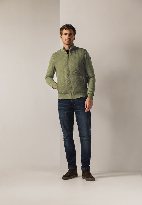 State of Art Cardigan Plain - Zip olijfgroen:uni 16125105