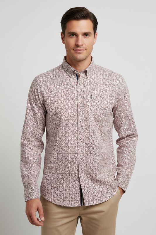 State of Art Shirt LS Print - Pop donkerrood:wit 21425276