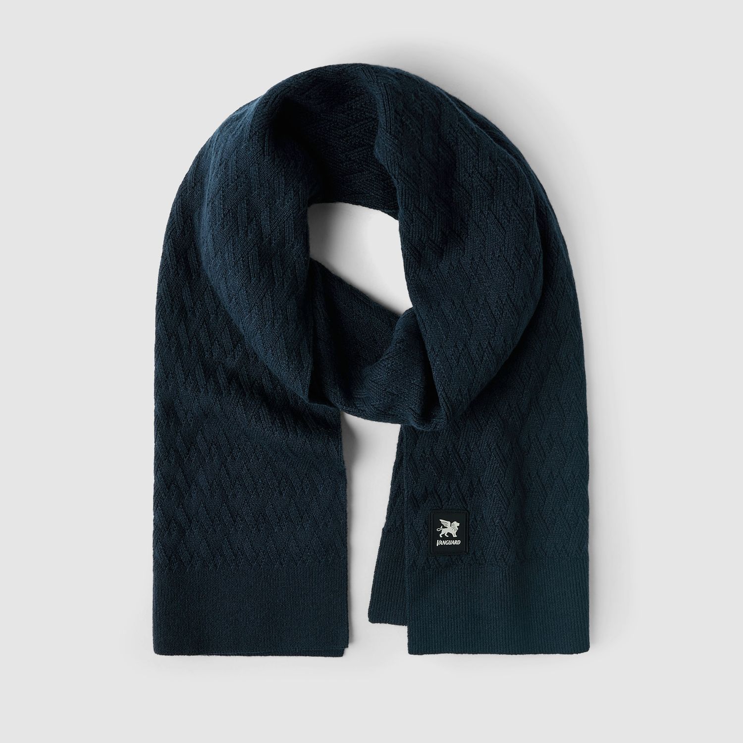 Vanguard Scarf V pattern cotton blend wool Blauw VAC2509906