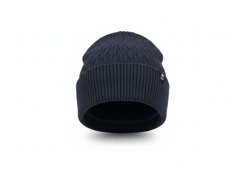 Vanguard Beanie V pattern cotton blend wool Blauw VAC2509905