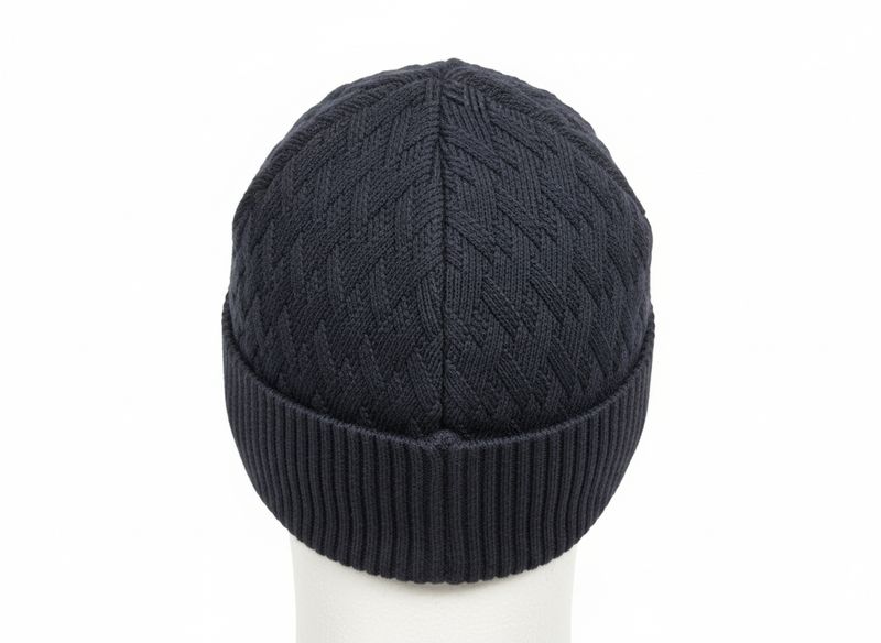 Vanguard Beanie V pattern cotton blend wool Blauw VAC2509905