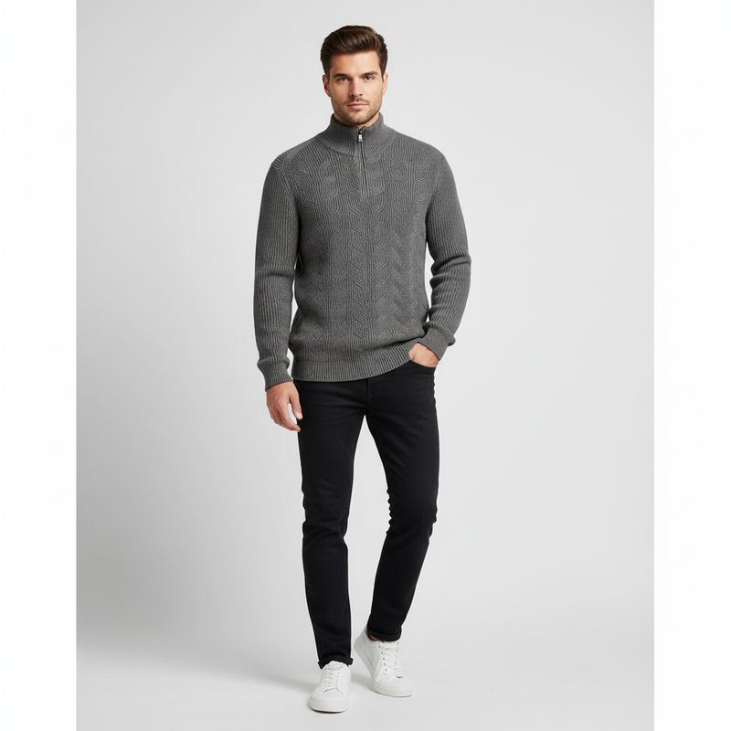 Vanguard Half zip collar cotton blend wool 9044 VKW2509328