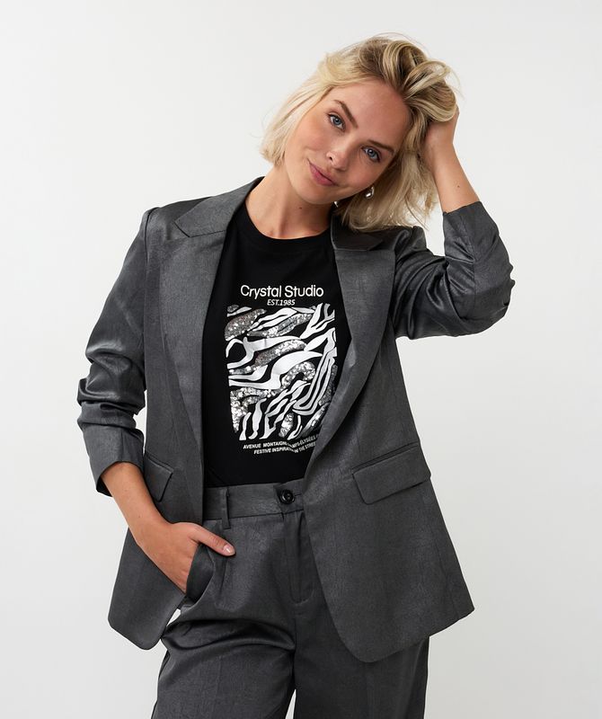 Esqualo Blazer shimmer crinkle Anthracite W25.10742