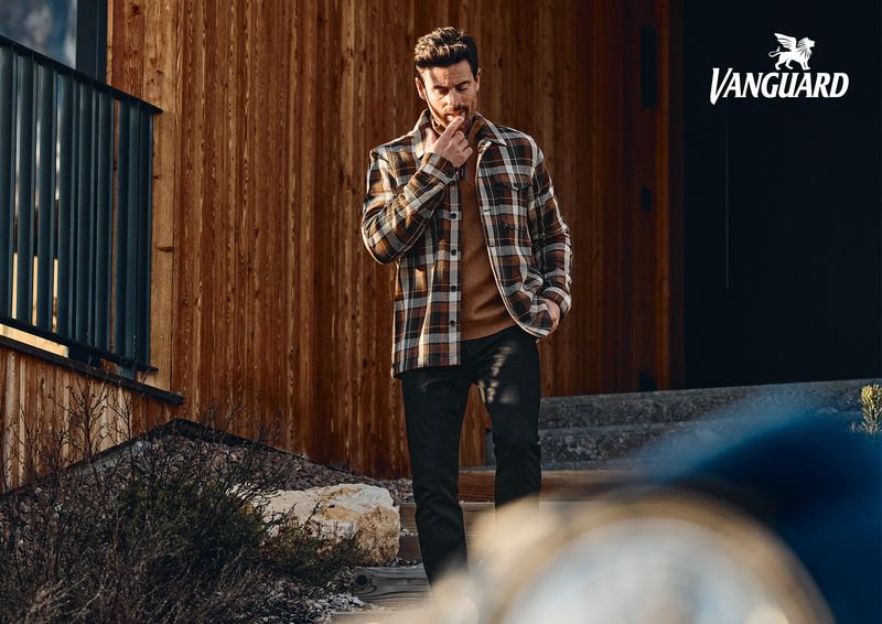 Vanguard LONG SLEEVE SHIRT Matt weave check Pecan Brown VSI2510256