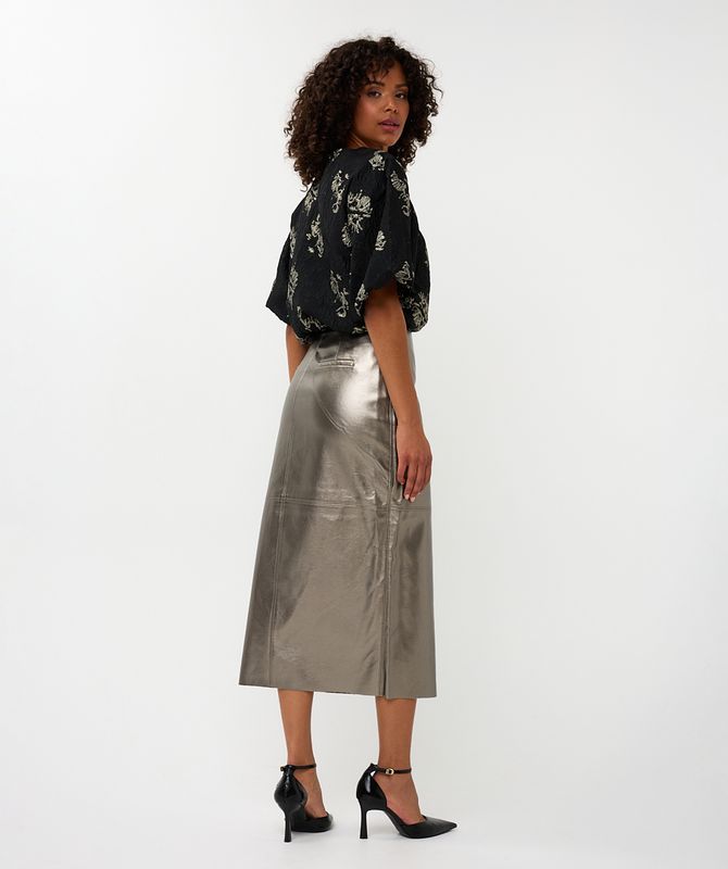 Esqualo Skirt PU belted Dark Silver W25.11709