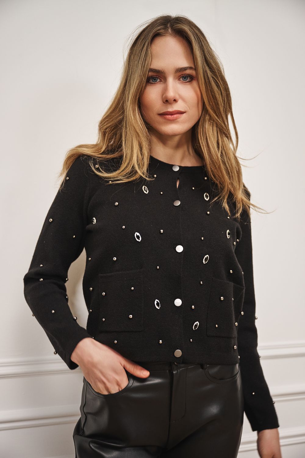 Esqualo Cardigan embellished Black W25.07702