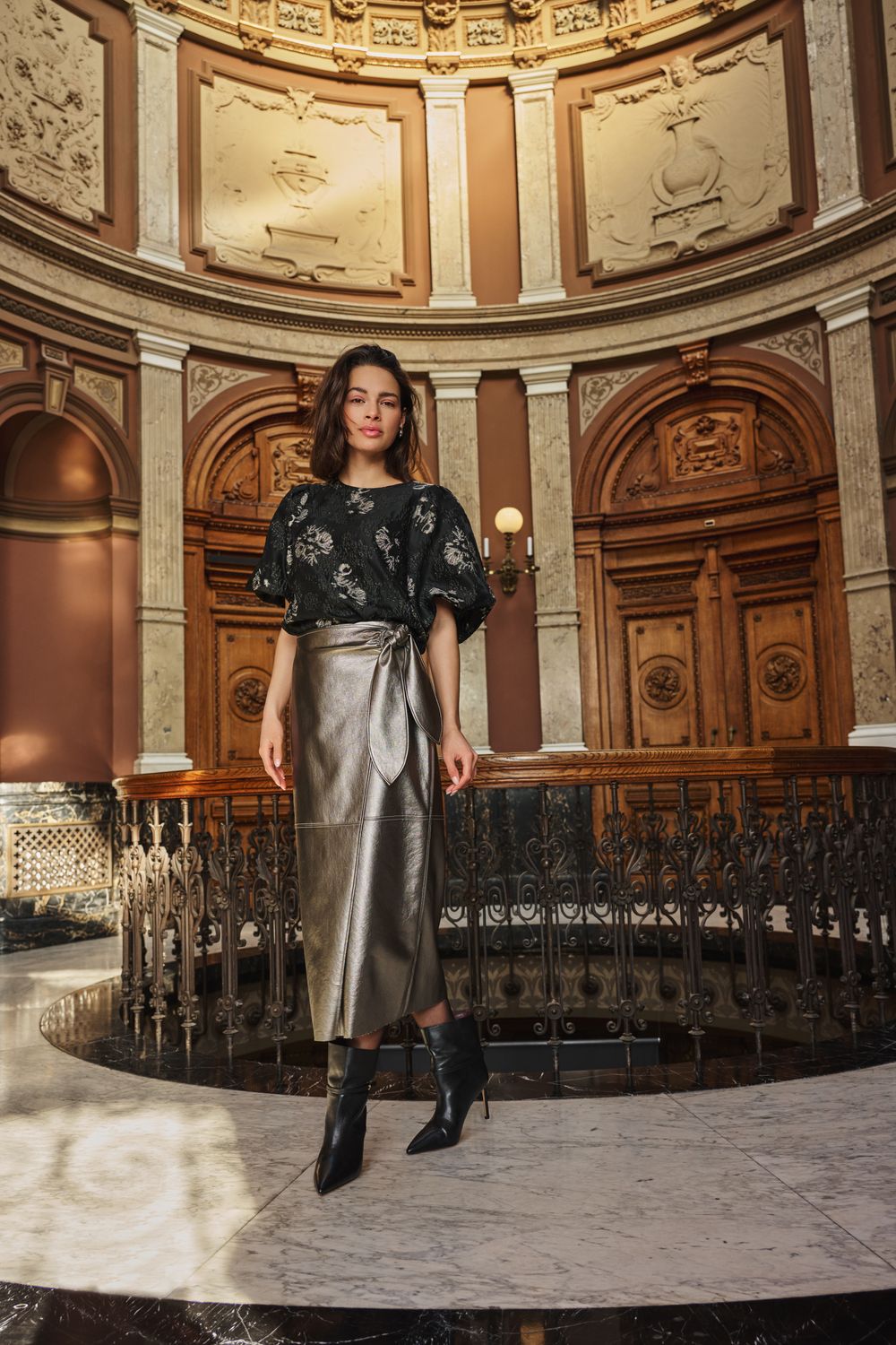 Esqualo Top jacquard puff slve Black W25.09701