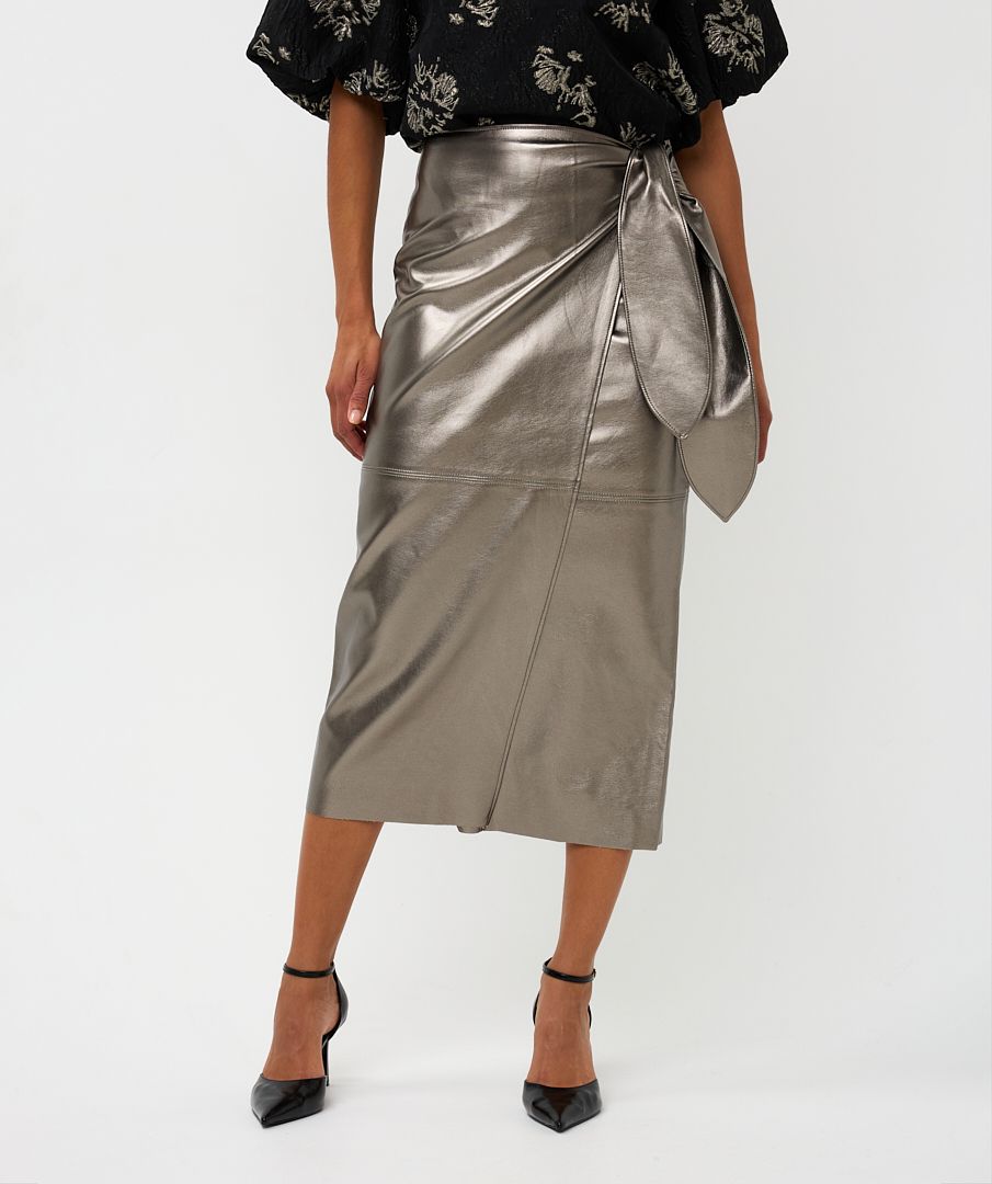 Esqualo Skirt PU belted Dark Silver W25.11709