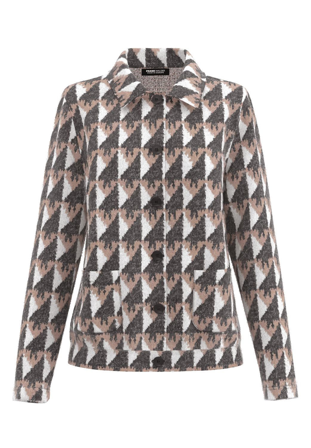 Frank Walder Strickjacke 1/1 *rmel beige/ bro Print W53110007