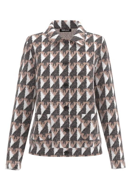 Frank Walder Strickjacke 1/1 *rmel beige/ bro Print W53110007