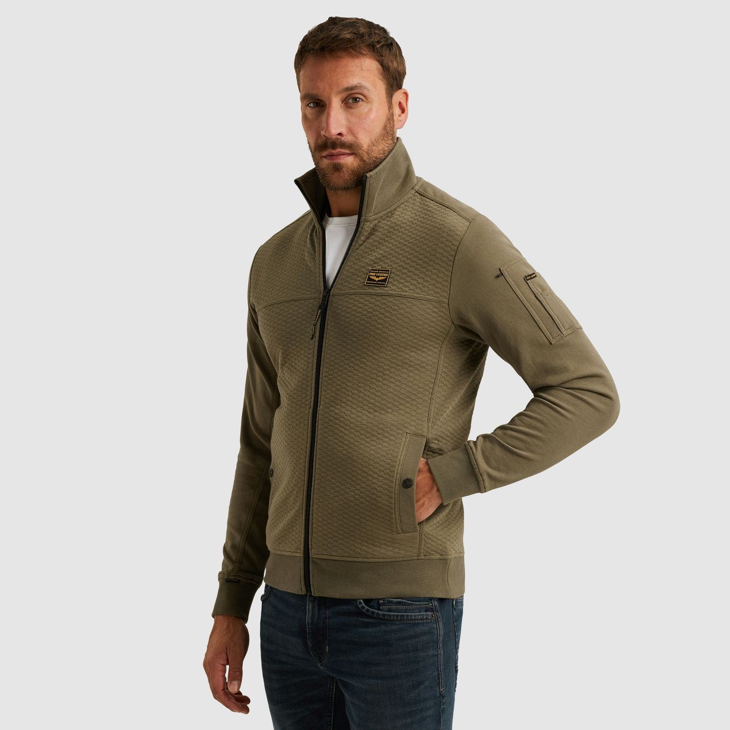 PME Legend Zip jacket jacquard interlock swea Dusky Green PSW2510474