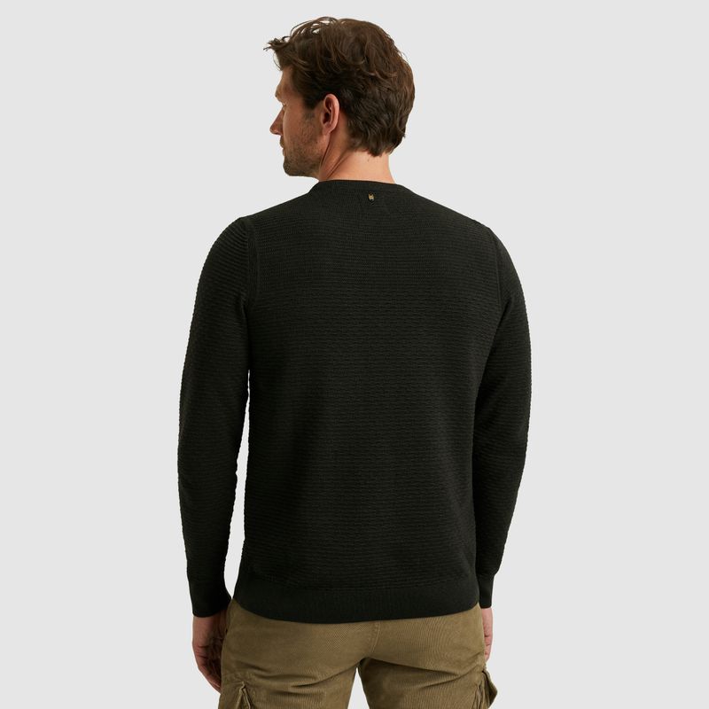 PME Legend R-neck cotton mouline Zwart PKW2510300