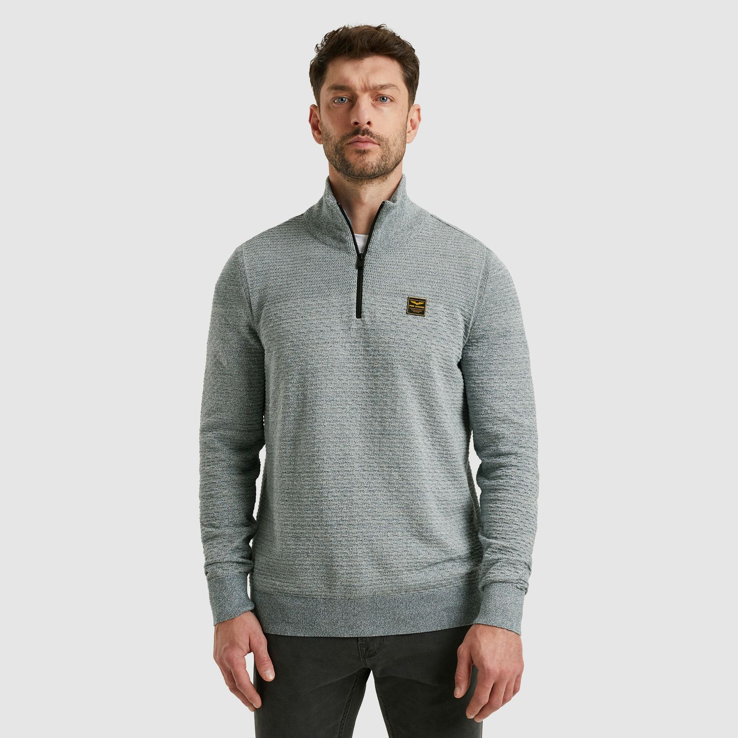 PME Legend Half zip collar cotton mouline (or Blauw PKW2510301