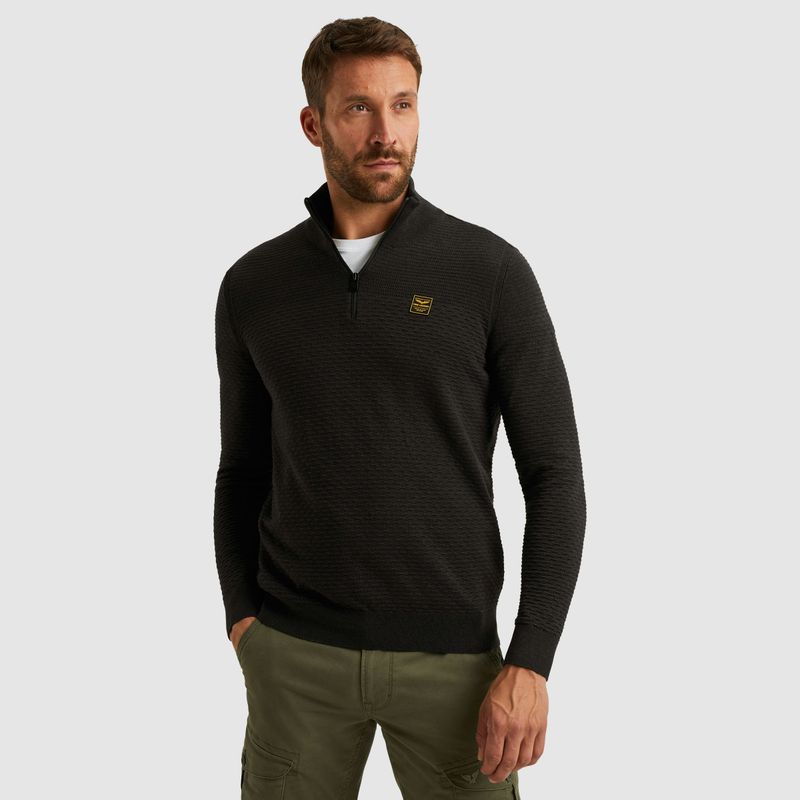 PME Legend Half zip collar cotton mouline (or Zwart PKW2510301