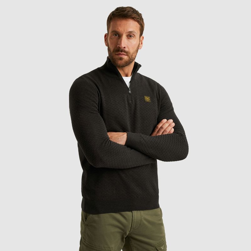 PME Legend Half zip collar cotton mouline (or Zwart PKW2510301