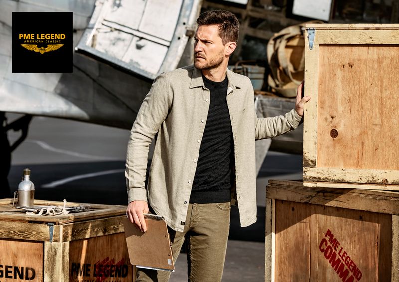 PME Legend LONG SLEEVE SHIRT YarnDyed Grindle Dusky Green PSI2510202