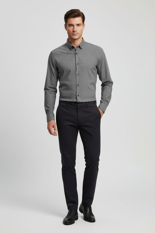 State of Art Shirt LS Plain Twill middengrijs:wit 21125247