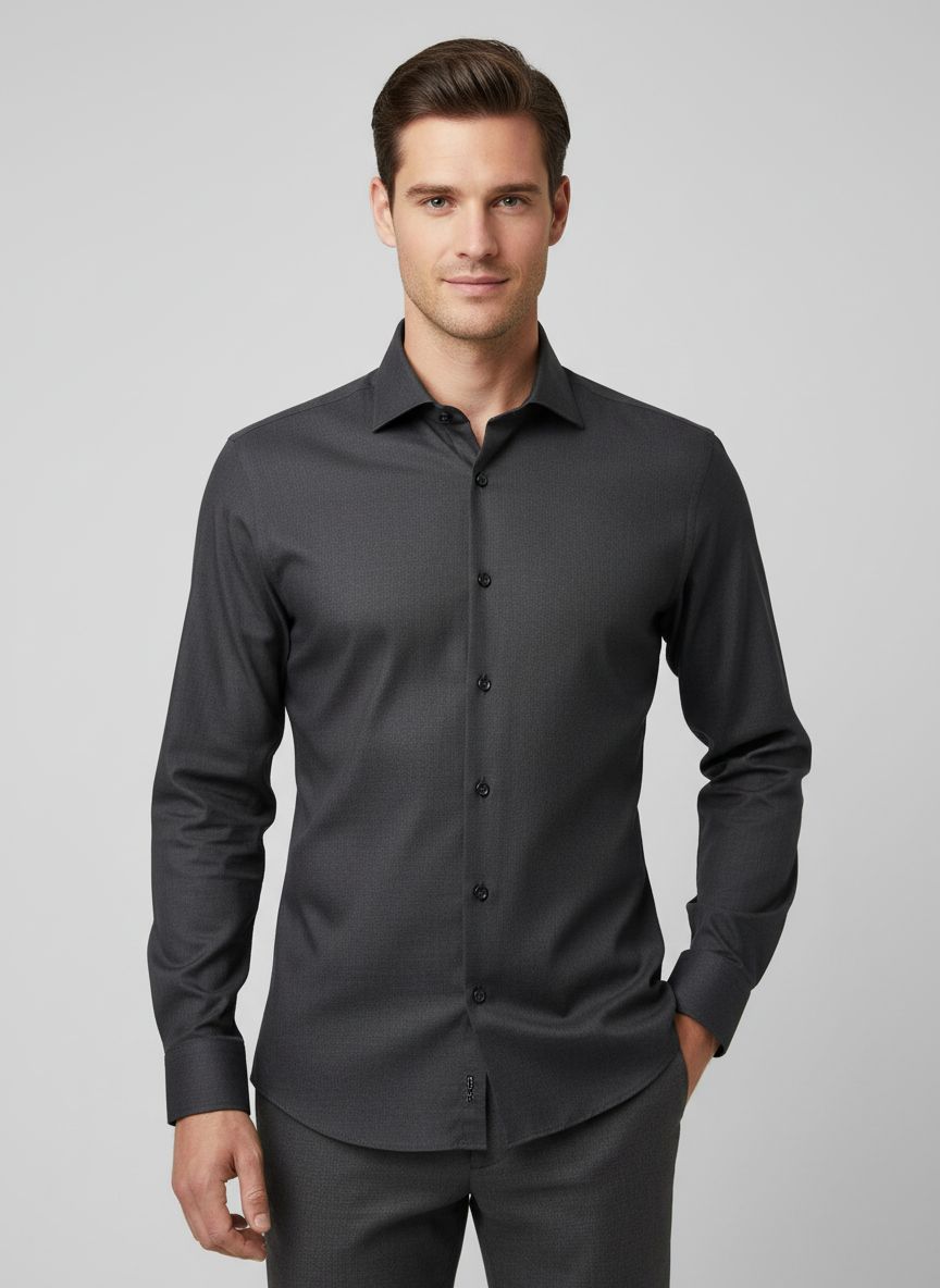 John Miller Shirts Plain:Overhemd Donkergrijs 280 5710412