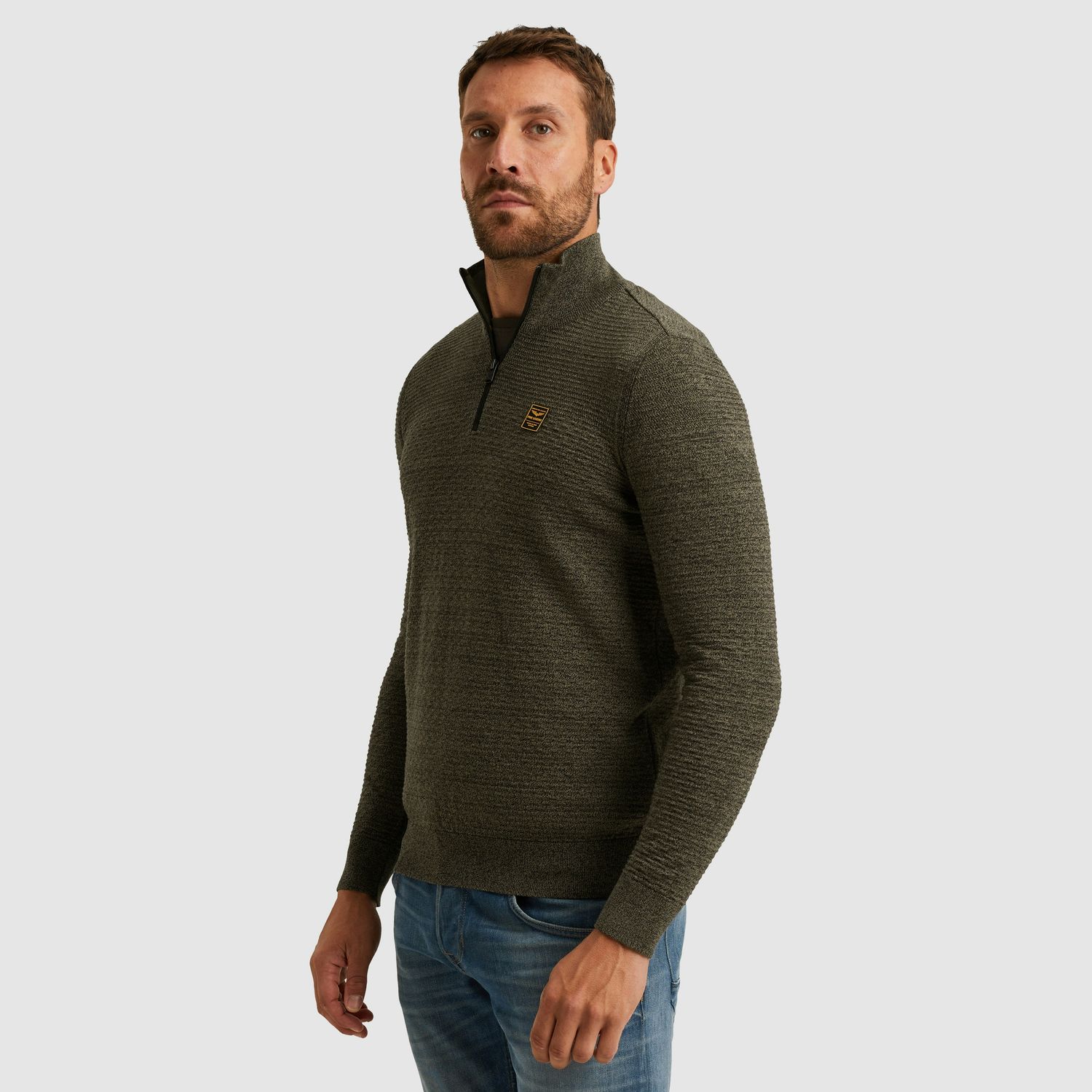 PME Legend Half zip collar cotton mouline (or Dusky Green PKW2510301