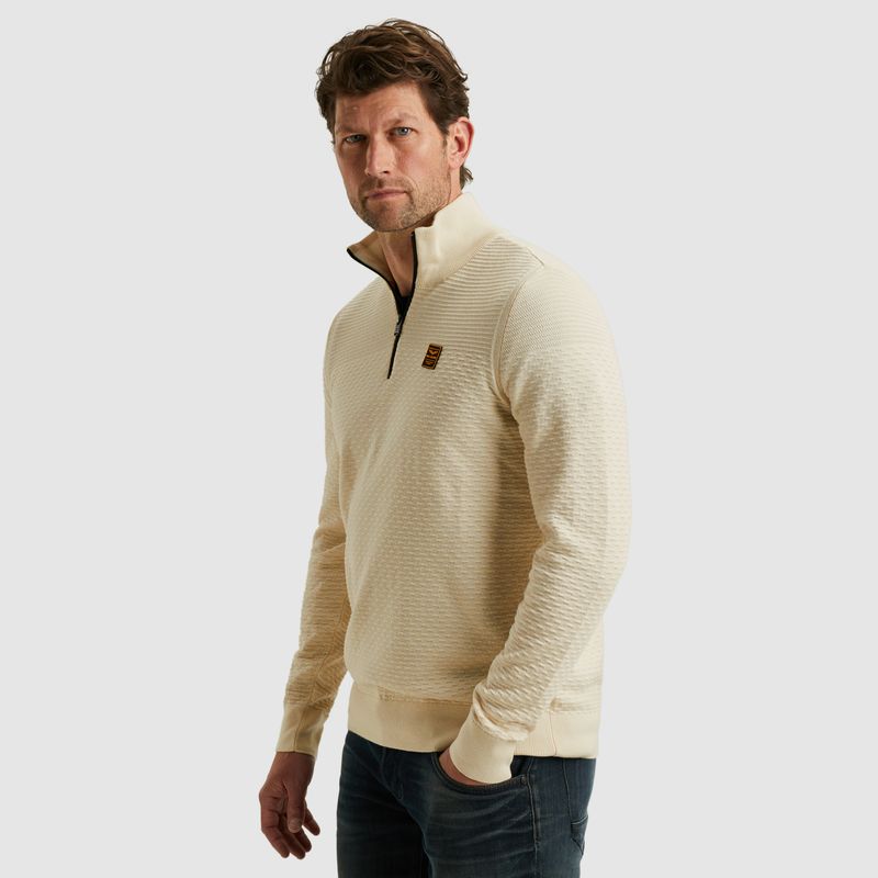 PME Legend Half zip collar cotton mouline (or Bone White PKW2510301