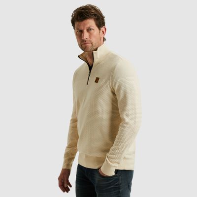 PME Legend Half zip collar cotton mouline (or Bone White PKW2510301