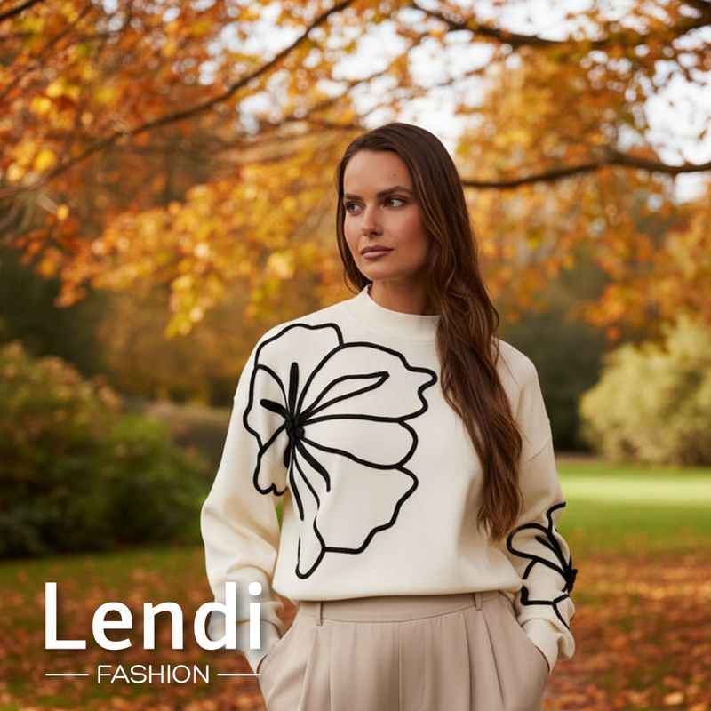 Esqualo Sweater tape flower patch Off White F25.02505