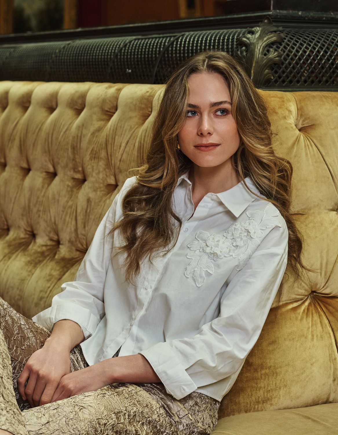 Esqualo Blouse small flower patch Off White W25.28707