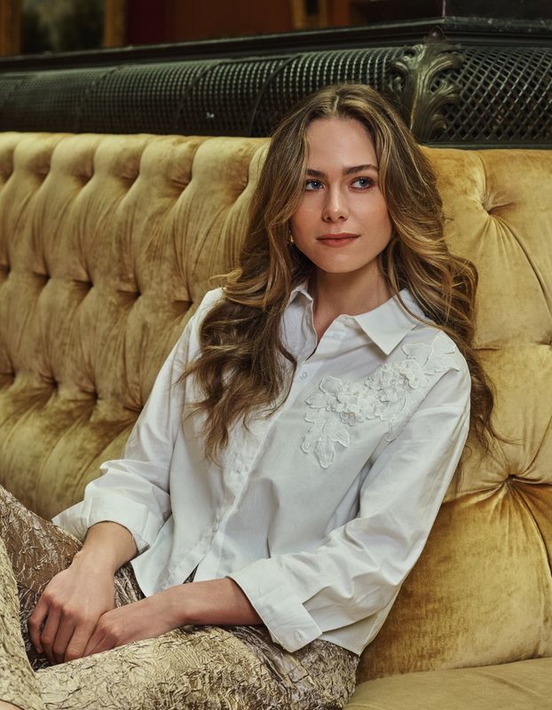 Esqualo Blouse small flower patch Off White W25.28707