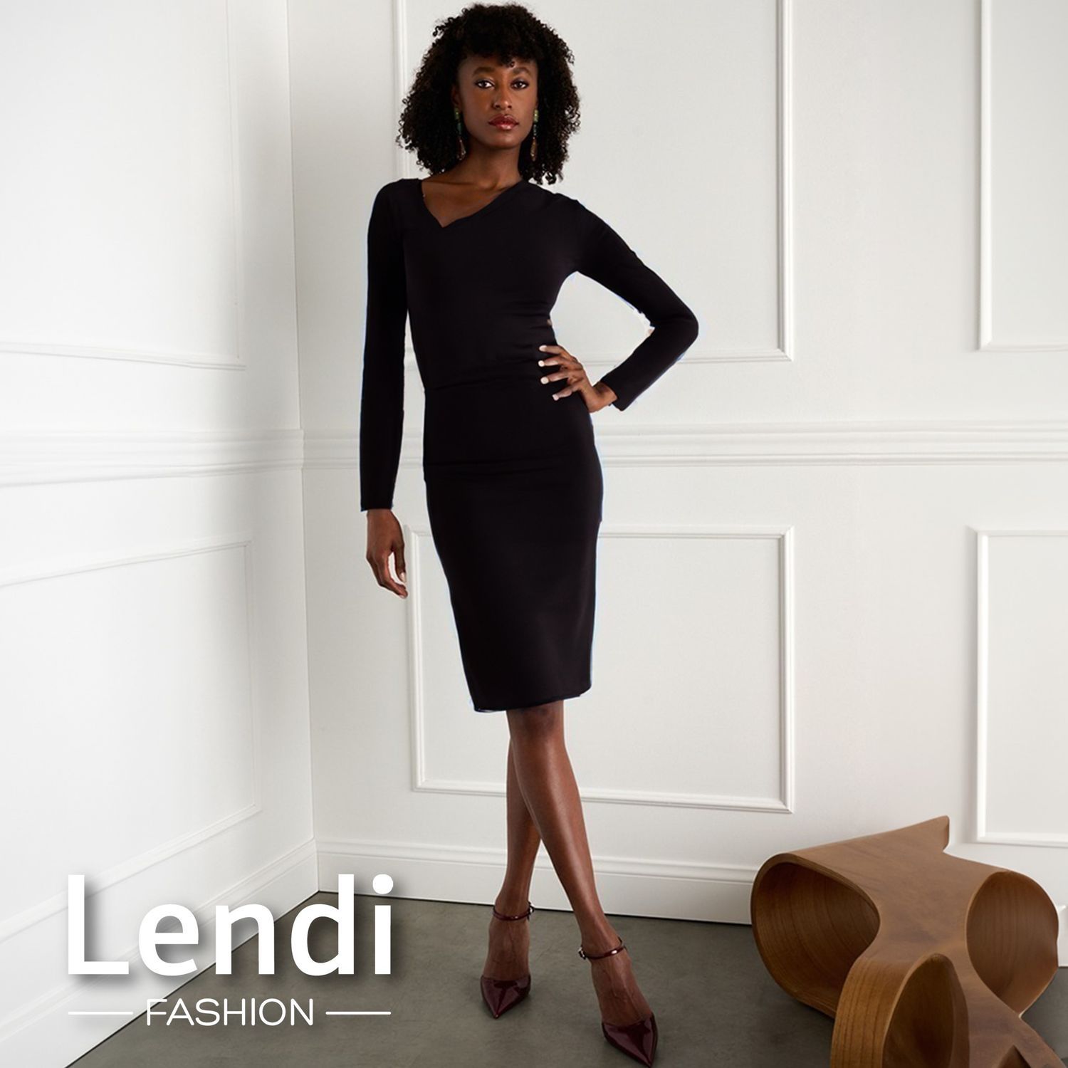 K-Design Midi dress with special neck  Z394