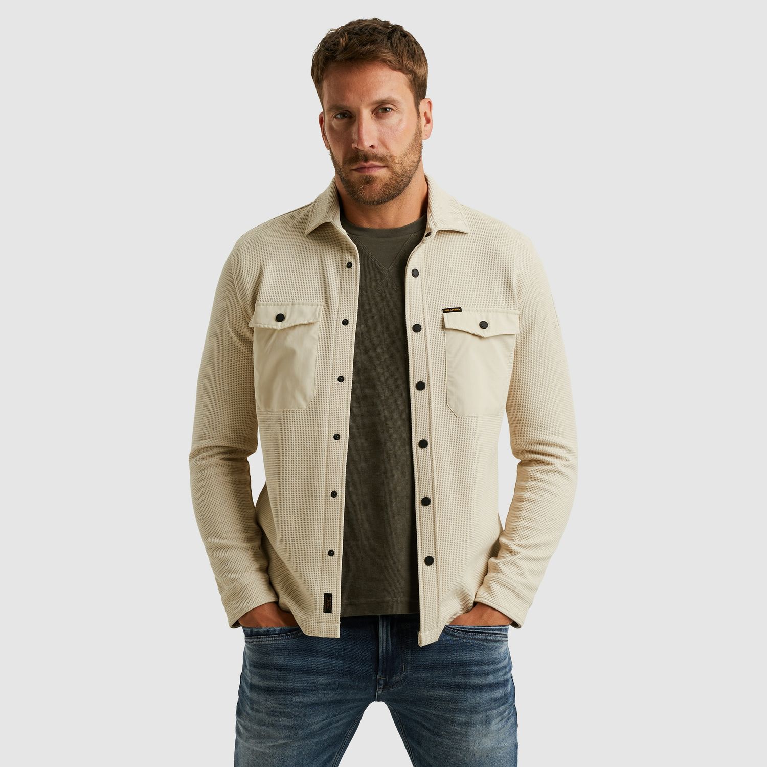 PME Legend LONG SLEEVE SHIRT Waffle Jersey Bone White PSI2511246