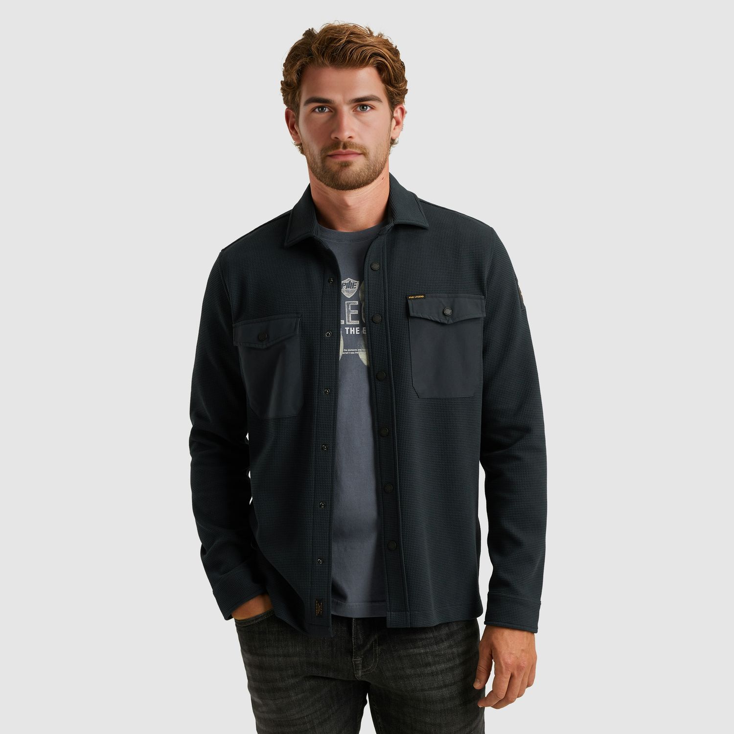 PME Legend LONG SLEEVE SHIRT Waffle Jersey Carbon PSI2511246