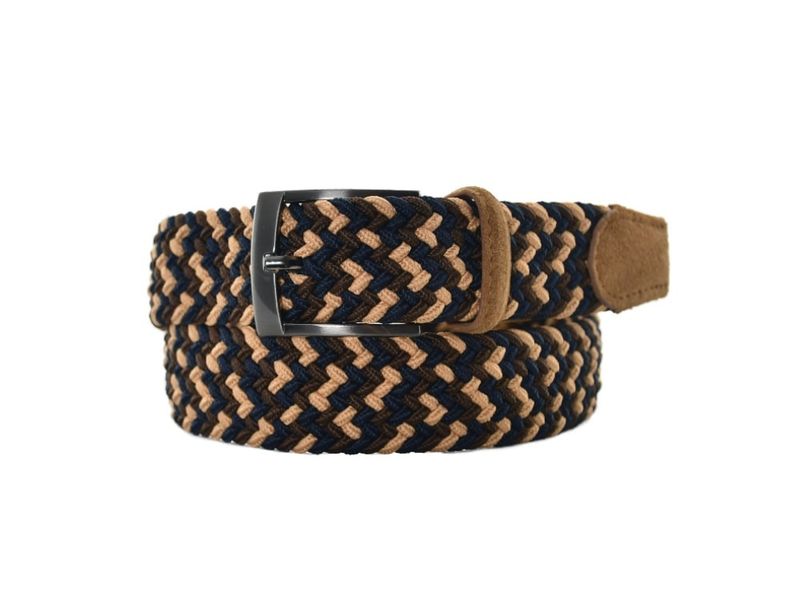 SIXROAD - 6ROAD Riem vlecht stretch suède blauw/bruin/licht bruin 395050