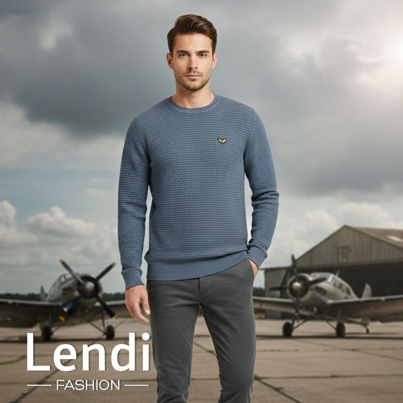 PME Legend R-neck cotton mouline Vintage Indigo PKW2511330