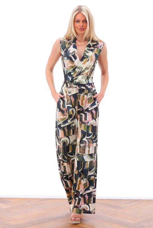 K-Design Jumpsuit met design Bruin A205